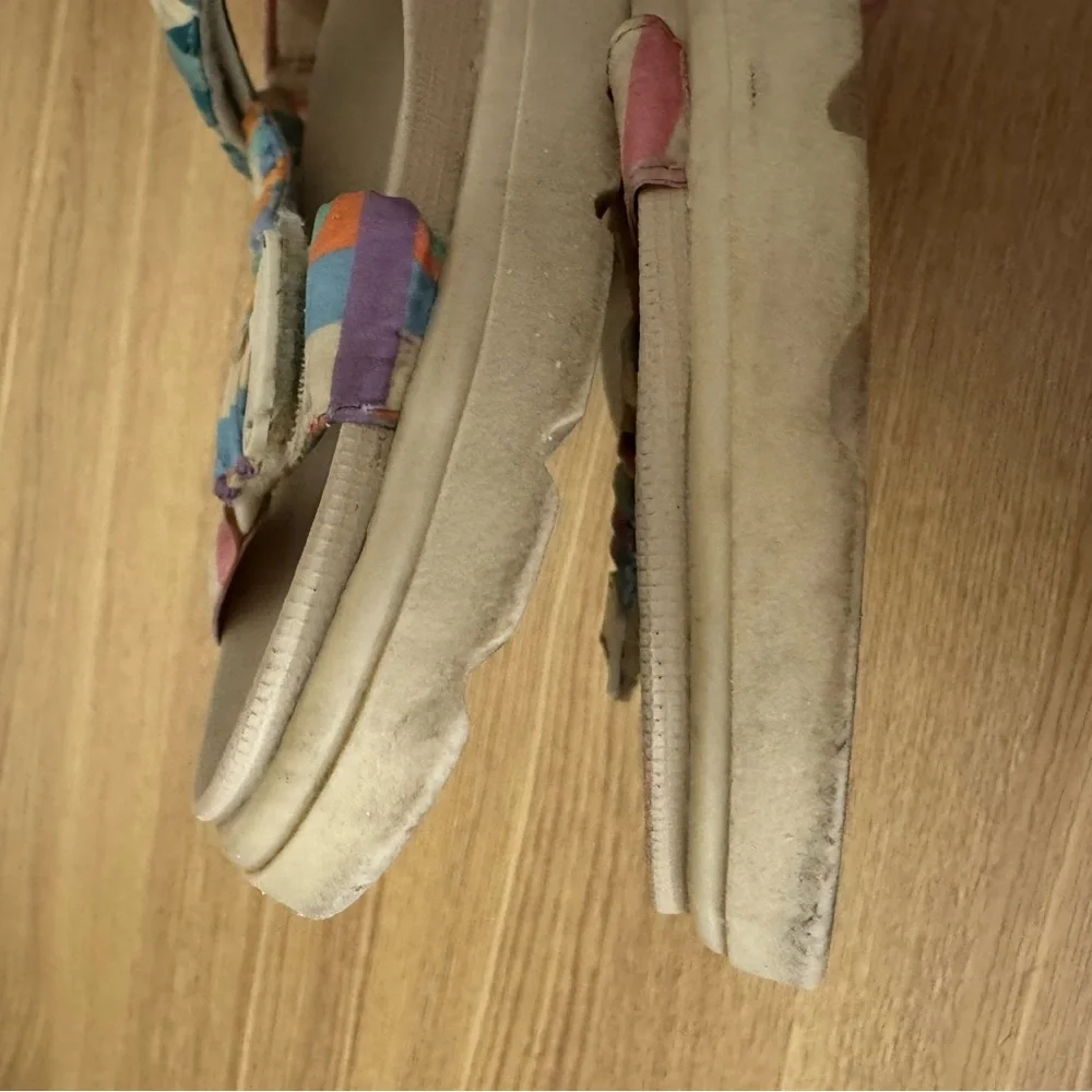 Zara Athletic Sandals Beige and Pastel Colorful Geometric Print Straps 39 (8) - Picture 8 of 9